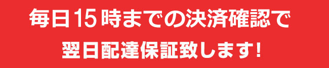 毎日17時半まで(※1)のご注文で翌日配達保証致します!